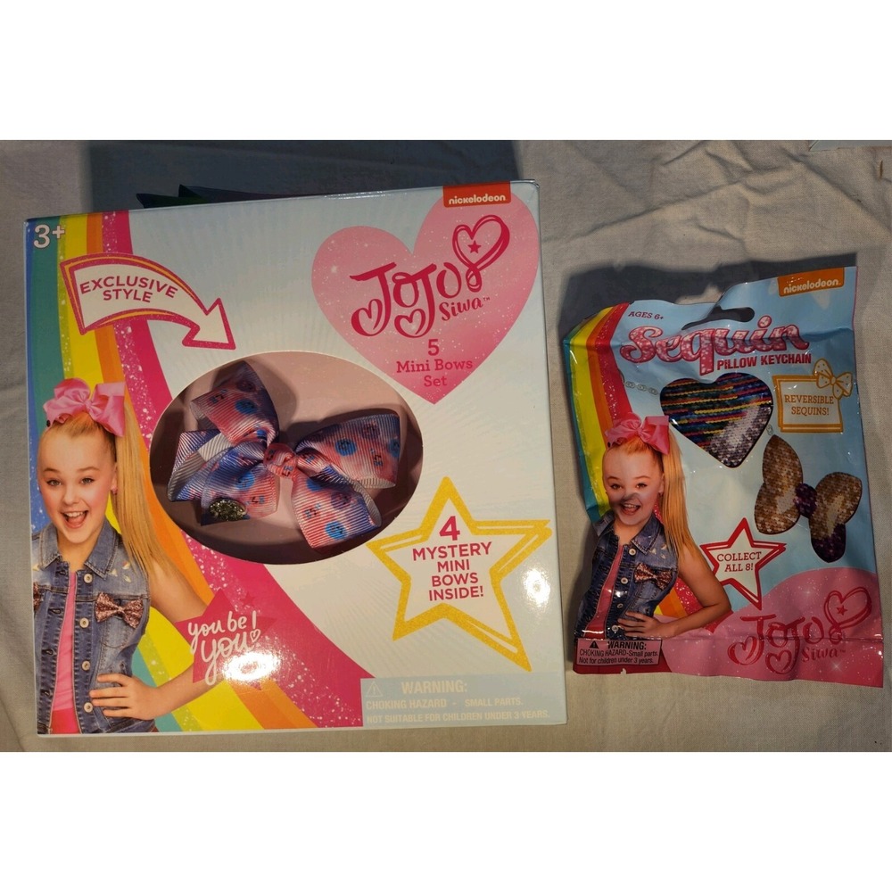 Nickelodeon JoJo Siwa 5 Mini Bow Set & Sequin Pillow Keychain Mystery Pack